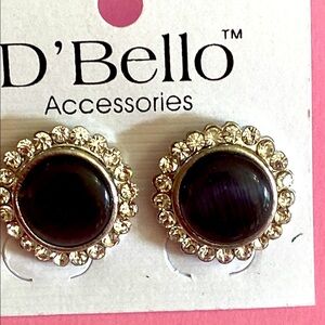 NWT OLD STOCK Gray & Silver Rhinestoned Post Earrings